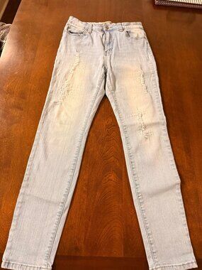 Love Forever jeans 14 light wash distressed